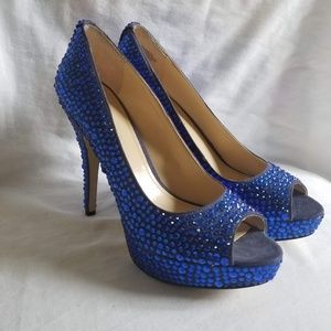 Enzo Angiolini Size 7.5 Blue Crystal High Heels